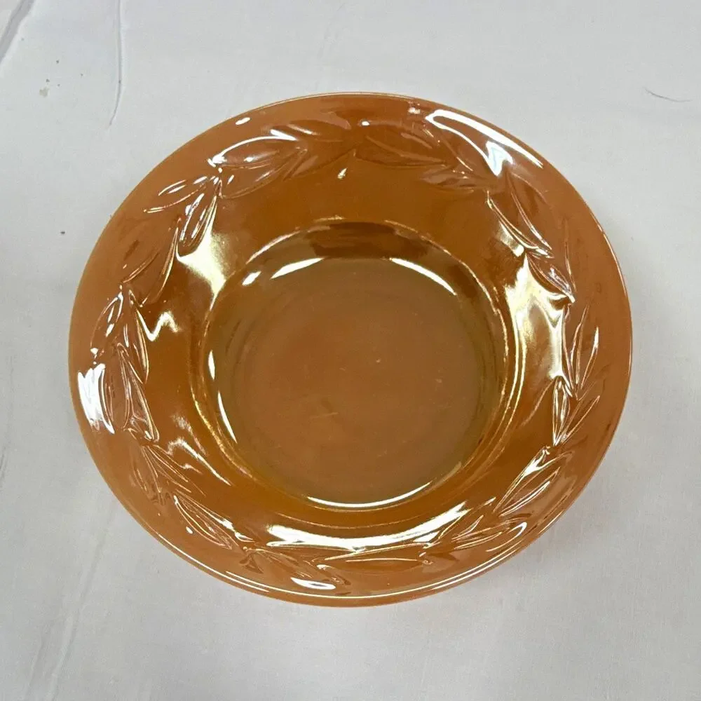 Copied - Fire-King Peach Laurel Stackable 4pc Bowl Set Mid-Century Pressed Glass